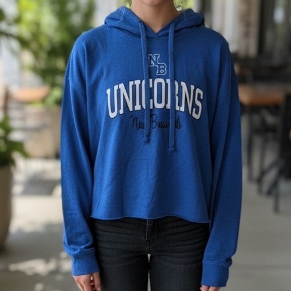 PEL Athletic‎ Blue Unicorns New Braunfels Cropped Hoodie Sweatshirt Women's M